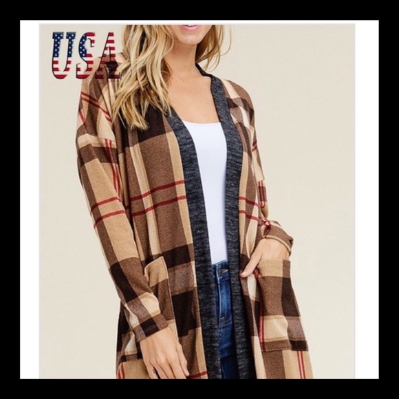 ▪️LAST 1 ▪️Checkered Print Cardigan/Pockets - Picture 2 of 4